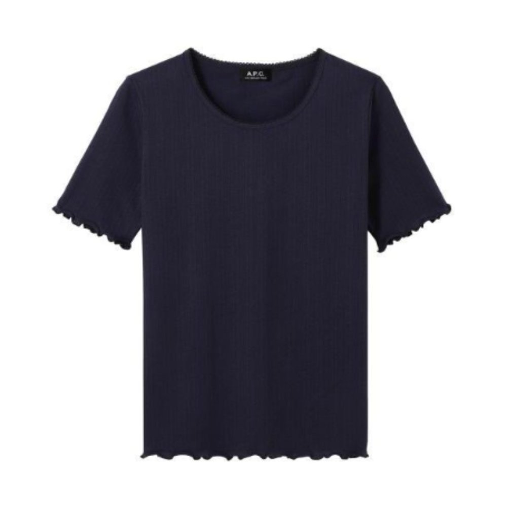 A.P.C. Jeannette pointelle top, navy, size large